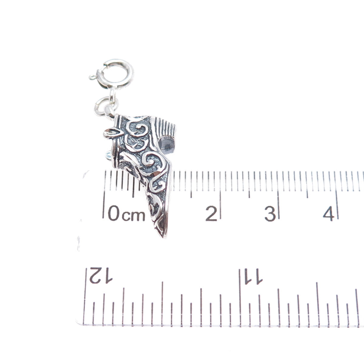 CAROLYN POLLACK 925 Sterling Silver Vintage Floral Shoe Spring Ring Lock Pendant