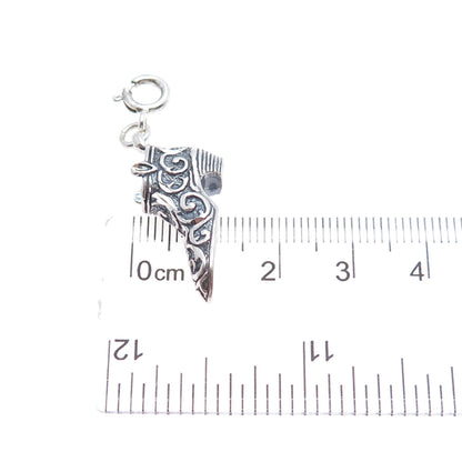 CAROLYN POLLACK 925 Sterling Silver Vintage Floral Shoe Spring Ring Lock Pendant