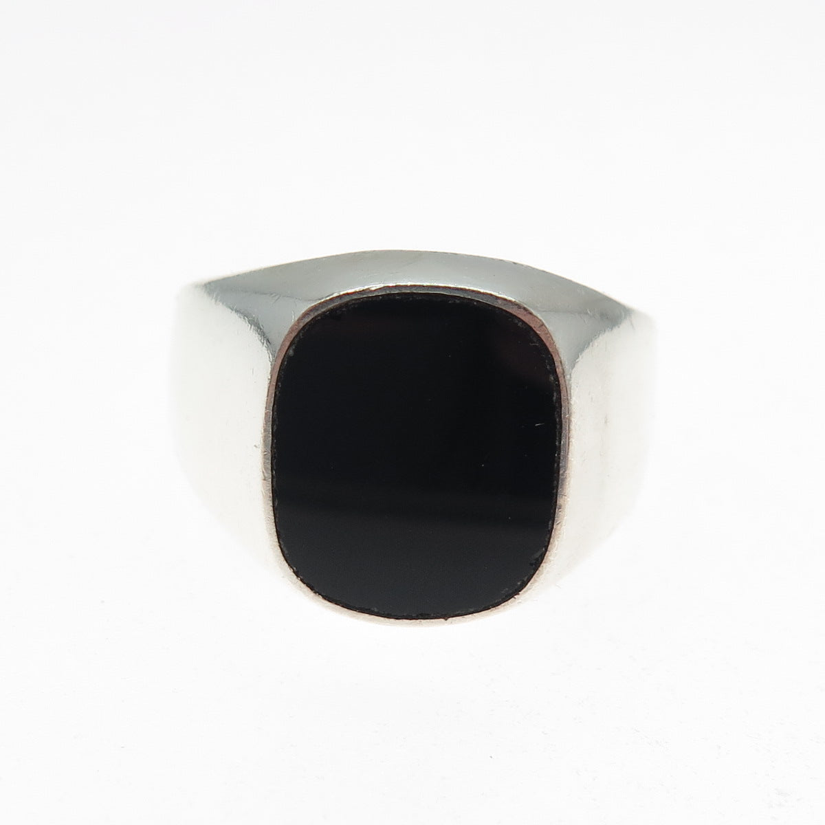 925 Sterling Silver Vintage Mexico Real Black Onyx Signet Ring Size 11