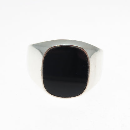 925 Sterling Silver Vintage Mexico Real Black Onyx Signet Ring Size 11