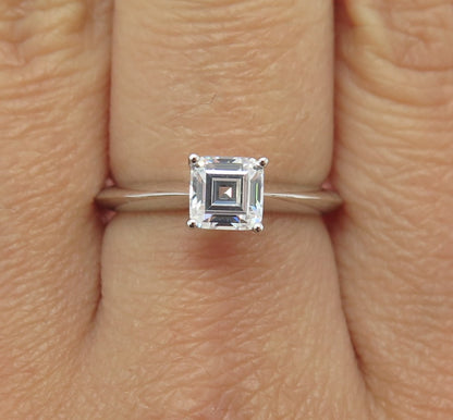 JD by Jewellery Design Sterling Silver Asscher-Cut C Z Engagement Ring Size 7