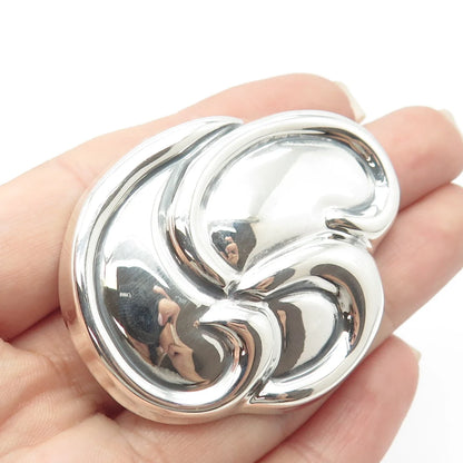 925 Sterling Silver Vintage Mexico Ribbed Pin Brooch