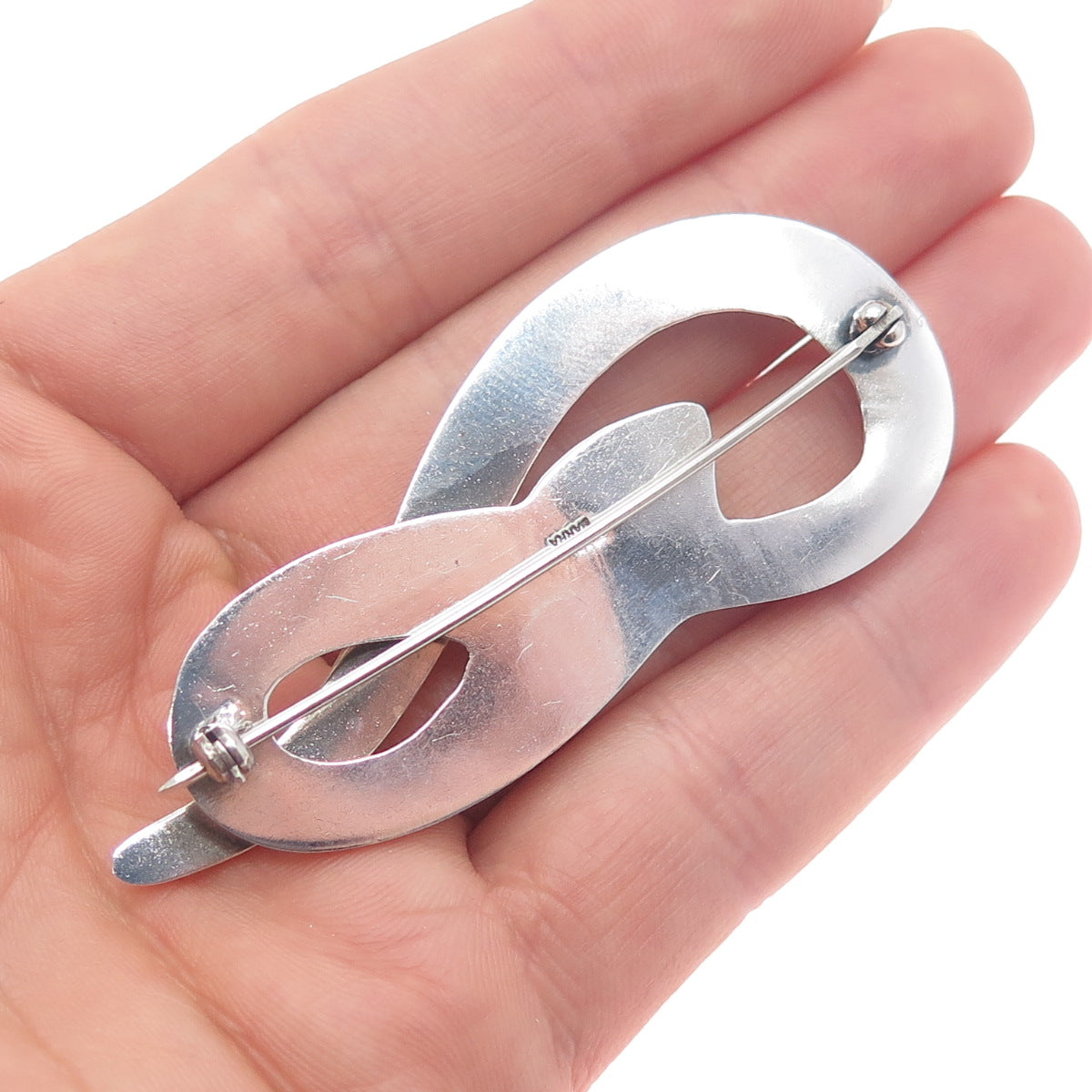 BARRA 925 Sterling Silver Vintage Modernist Snake Pin Brooch