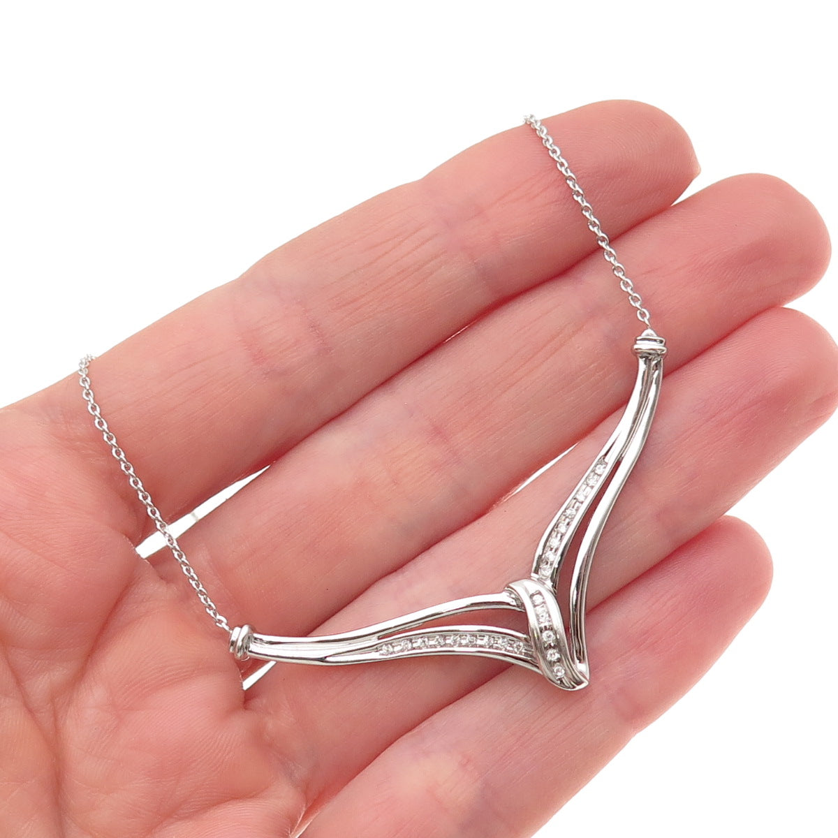 925 Sterling Silver Round-Cut C Z Twisted Cable Chain Necklace 18"