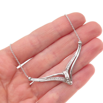 925 Sterling Silver Round-Cut C Z Twisted Cable Chain Necklace 18"