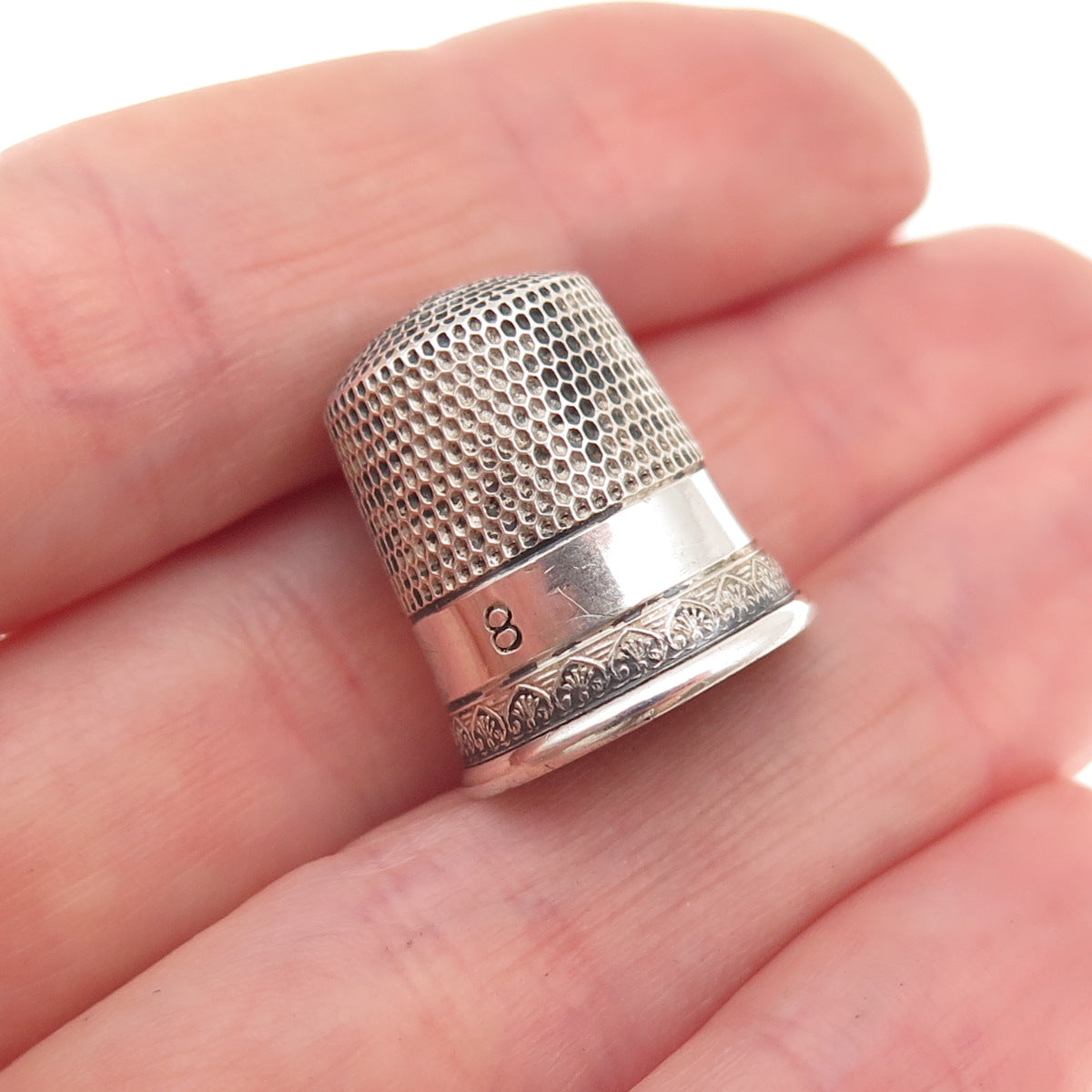 Simons Bros 925 Sterling Silver Antique Art Deco Sewing Thimble Size 8
