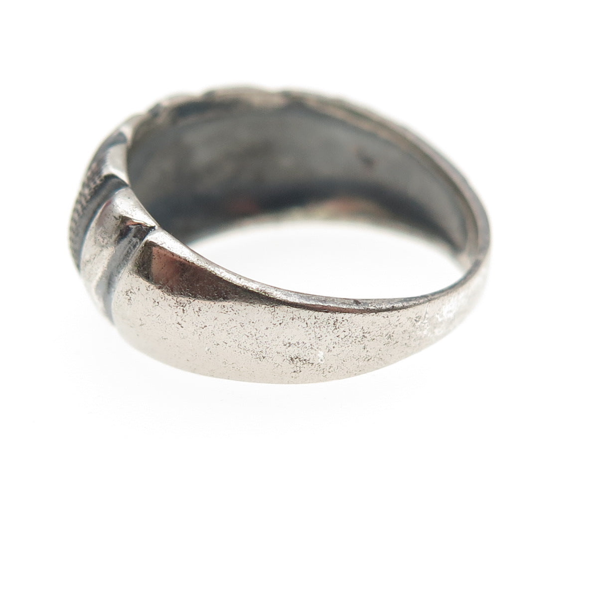 925 Sterling Silver Vintage Italy Modernist Oxidized Ring Size 5.25