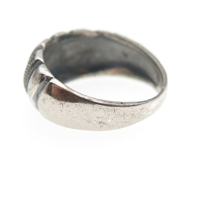 925 Sterling Silver Vintage Italy Modernist Oxidized Ring Size 5.25