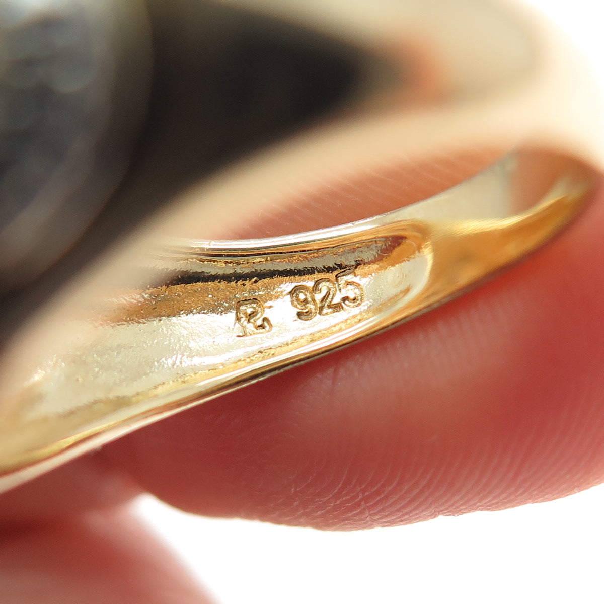 ROSS SIMONS 925 Sterling Gold Plated Enamel Diamond Accent Floral Ring Size 7.25
