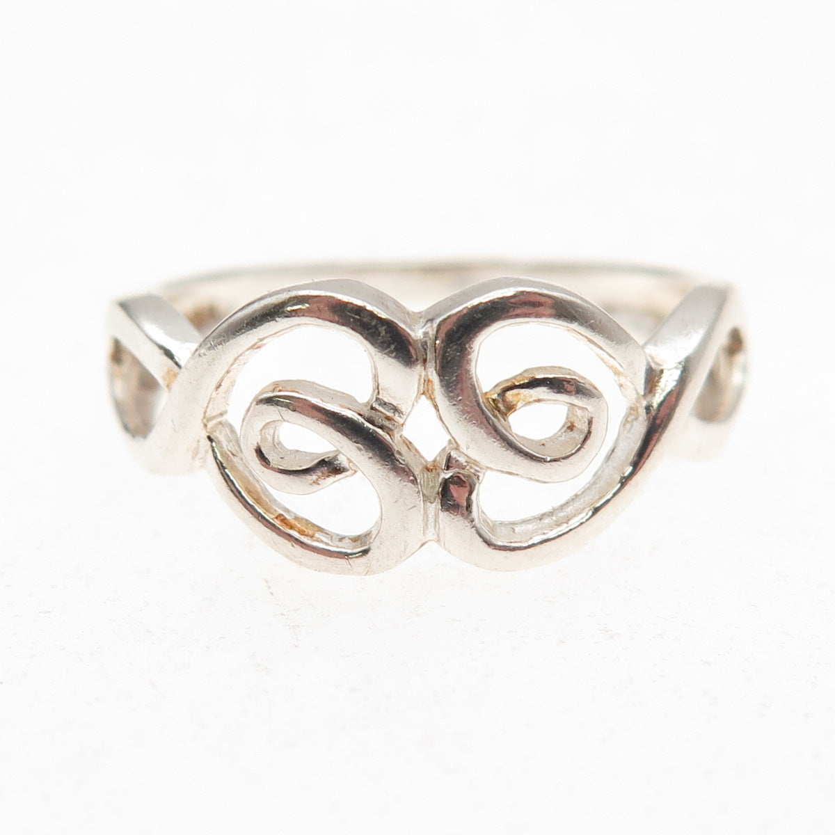 Charles Winston 925 Sterling Silver Vintage Heart Oxidized Ring Size 8.75