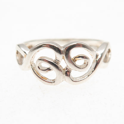 Charles Winston 925 Sterling Silver Vintage Heart Oxidized Ring Size 8.75
