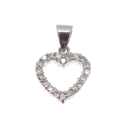 925 Sterling Silver Round-Cut C Z Heart Minimalist Charm Pendant