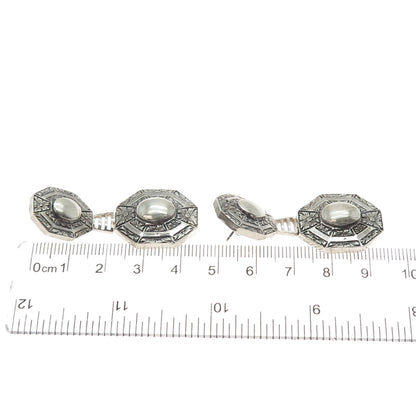 ANATOLI 925 Sterling Silver Vintage Engraved Flower Oxidized Dangle Earrings
