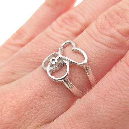 925 Sterling Silver Vintage Star of David Heart Ring Size 7.5