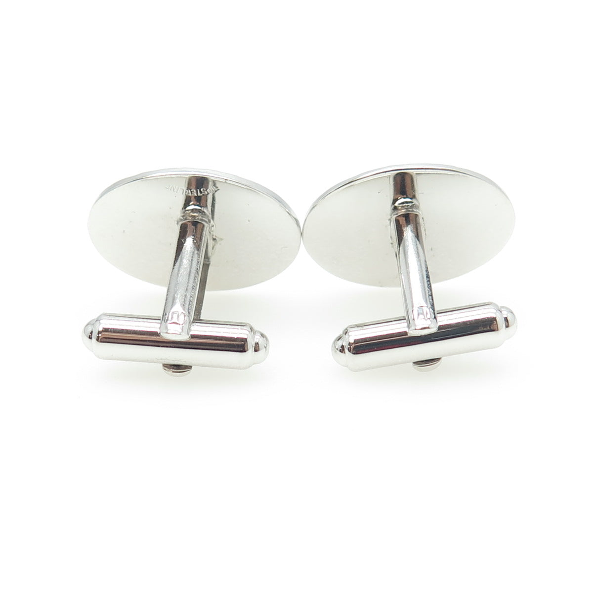 925 Sterling Silver Vintage Engraved Textured Oval Cufflinks