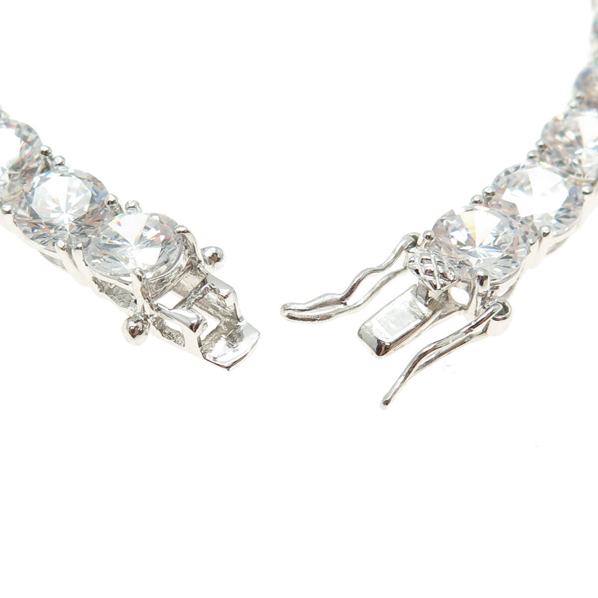 925 Sterling Silver Round-Cut C Z Tennis Link Bracelet 7"