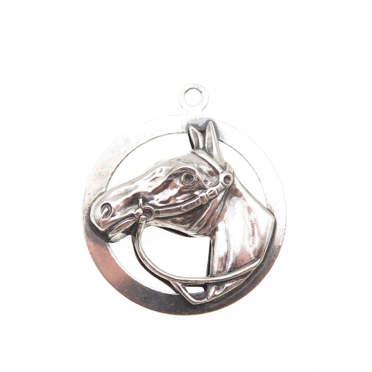 Beau 925 Sterling Silver Antique Art Deco Horse Oxidized Charm Pendant