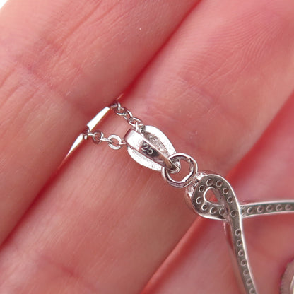 925 Sterling Silver Lab-Created Ruby Real White Topaz Swan Chain Necklace 18"