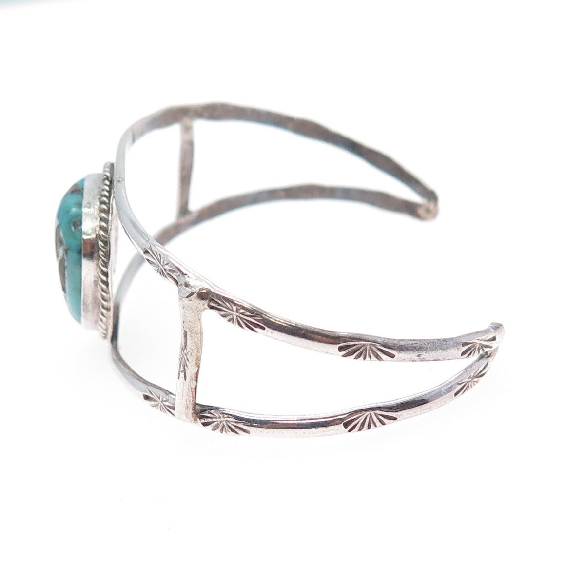 Bobby Cleveland Navajo Old Pawn 925 Sterling Turquoise Adjustable Bracelet 7"