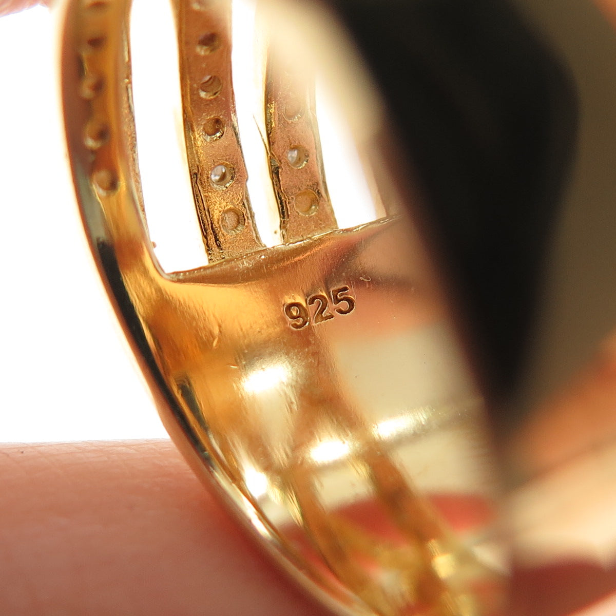 DBJ DEE BERKLE 925 Sterling Gold Plated Real Diamond Crisscross Ring Size 9.25