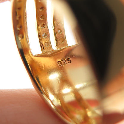 DBJ DEE BERKLE 925 Sterling Gold Plated Real Diamond Crisscross Ring Size 9.25