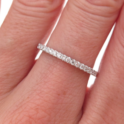 925 Sterling Silver Round-Cut Moissanite Half Eternity Band Ring Size 7