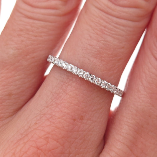 925 Sterling Silver Round-Cut Moissanite Half Eternity Band Ring Size 7