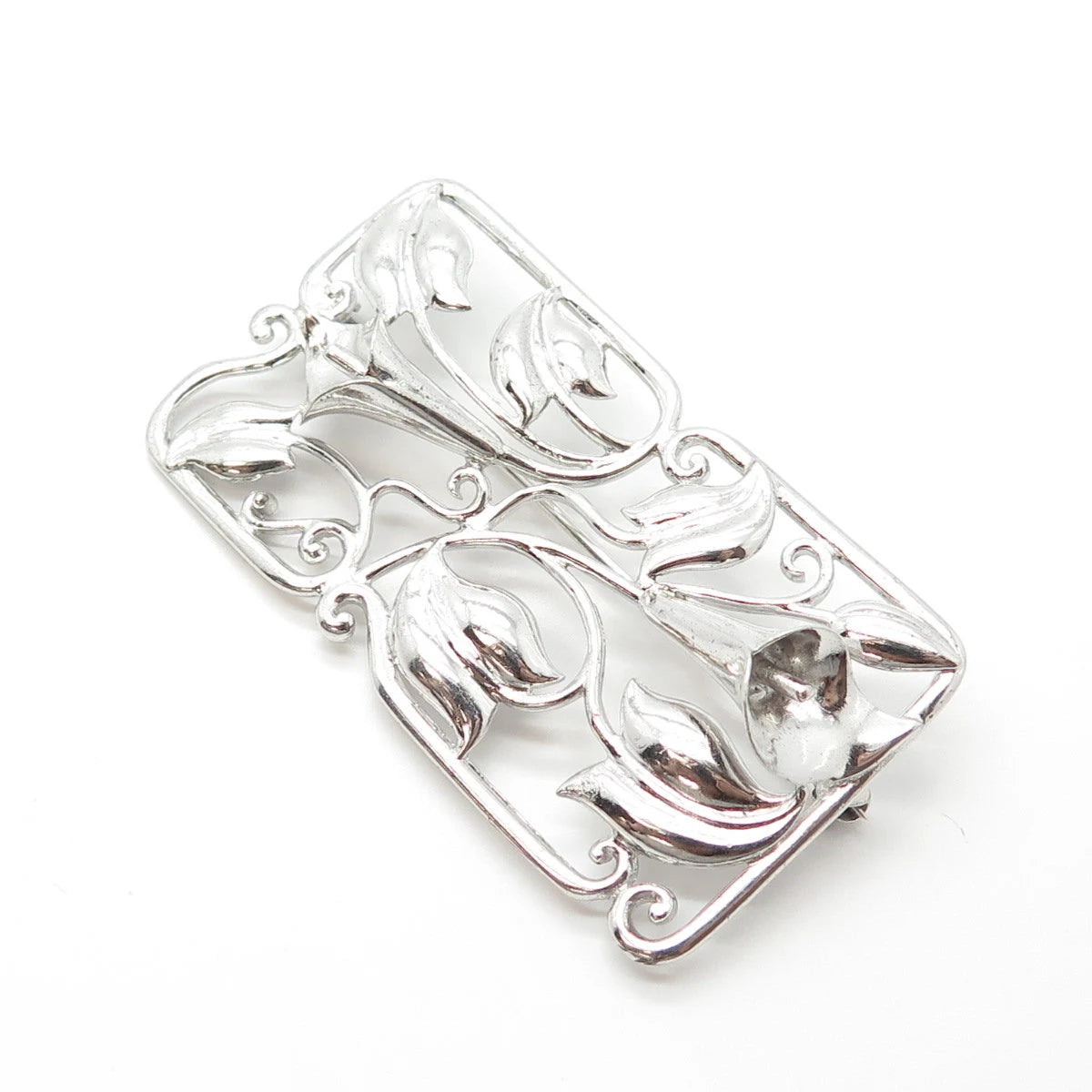 925 Sterling Silver Vintage Bond Boyd Lily Floral Pin Brooch