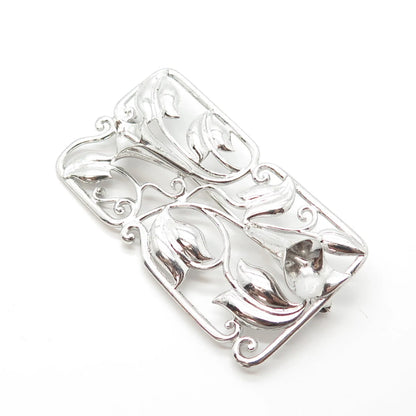 925 Sterling Silver Vintage Bond Boyd Lily Floral Pin Brooch