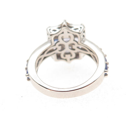 Chuck Clemency 925 Sterling Silver Real Tanzanite & Emerald Ring Size 5.25