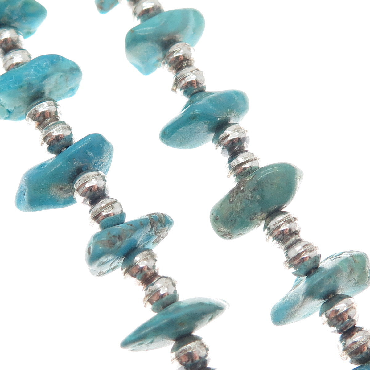 SUNRISE Old Pawn 925 Sterling Silver Vintage Turquoise Navajo Pearl Necklace 18"