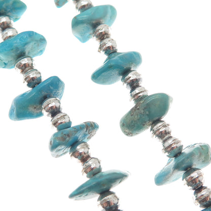 SUNRISE Old Pawn 925 Sterling Silver Vintage Turquoise Navajo Pearl Necklace 18"
