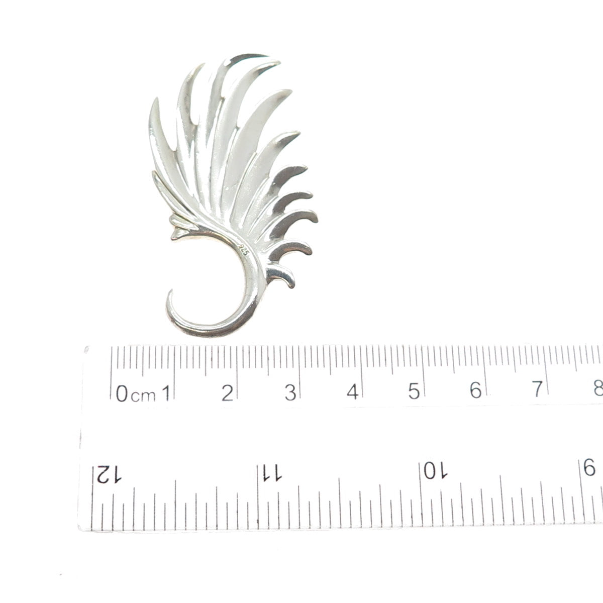925 Sterling Silver Vintage Modernist Angel Wing SINGLE Hook Earring