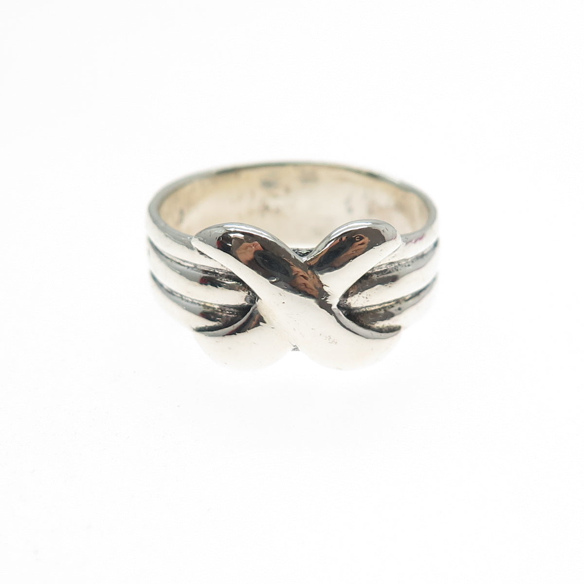 925 Sterling Silver Vintage Modernist Infinity Ring Size 7