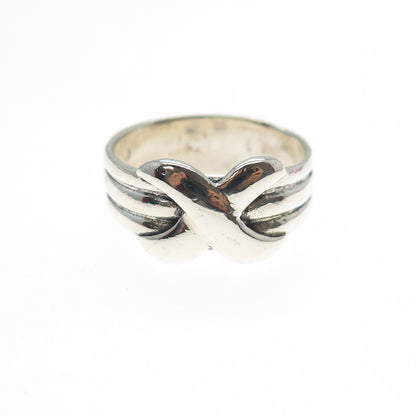 925 Sterling Silver Vintage Modernist Infinity Ring Size 7