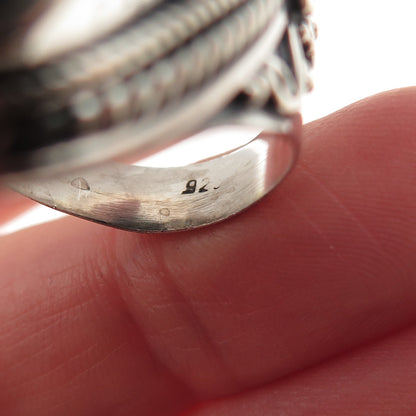 925 Sterling Silver Vintage Real Bisbee Turquoise Oxidized Ring Size 7.75
