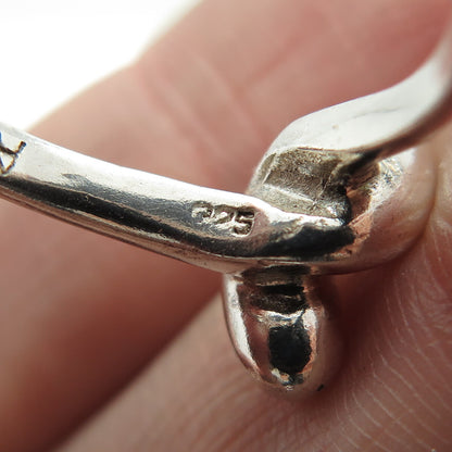 925 Sterling Silver Vintage Modernist Hook Ring Size 8