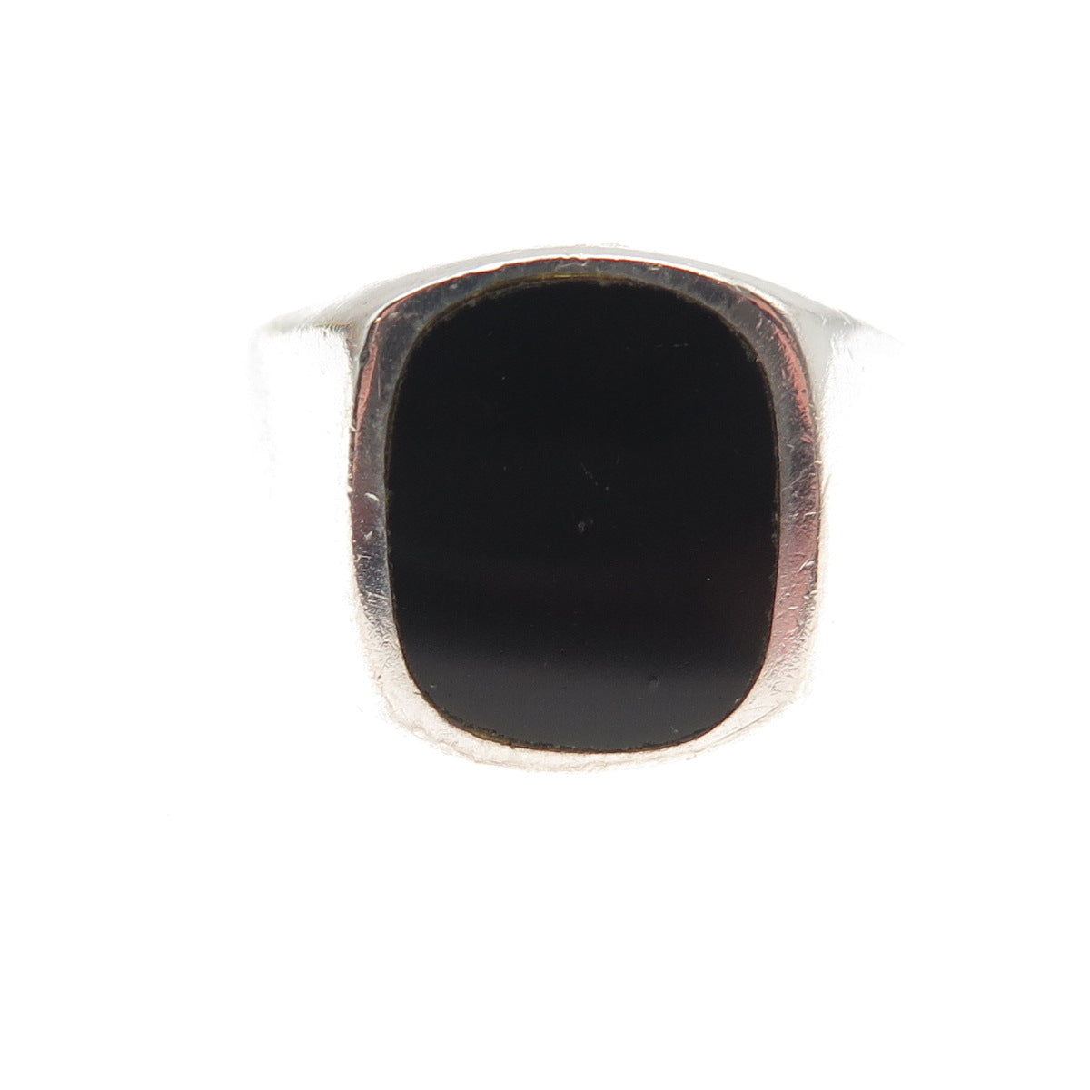 925 Sterling Silver Vintage Mexico Real Black Onyx Oxidized Ring Size 9.5