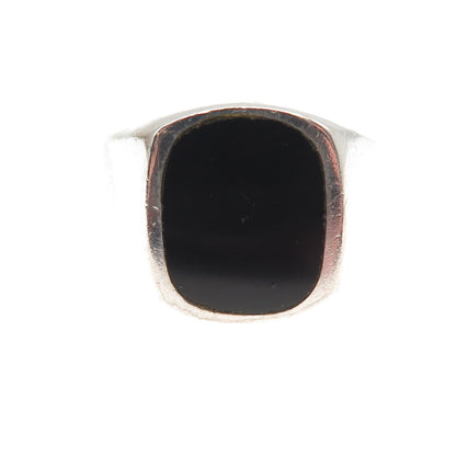 925 Sterling Silver Vintage Mexico Real Black Onyx Oxidized Ring Size 9.5