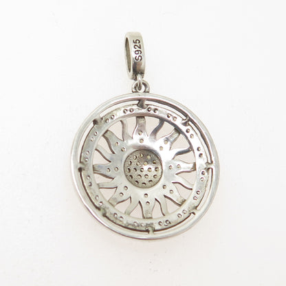 925 Sterling Silver Vintage Round-Cut C Z Sun Pendant