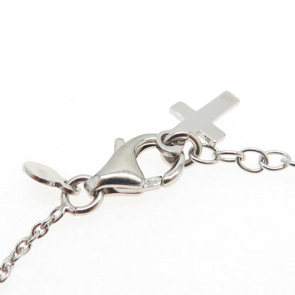 HAN 925 Sterling Silver Italy St. Regina Cross Heart Charms Bracelet 7.75"