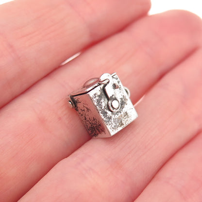 925 Sterling Silver Antique Art Deco Enamel Jack in the Box Open Charm Pendant