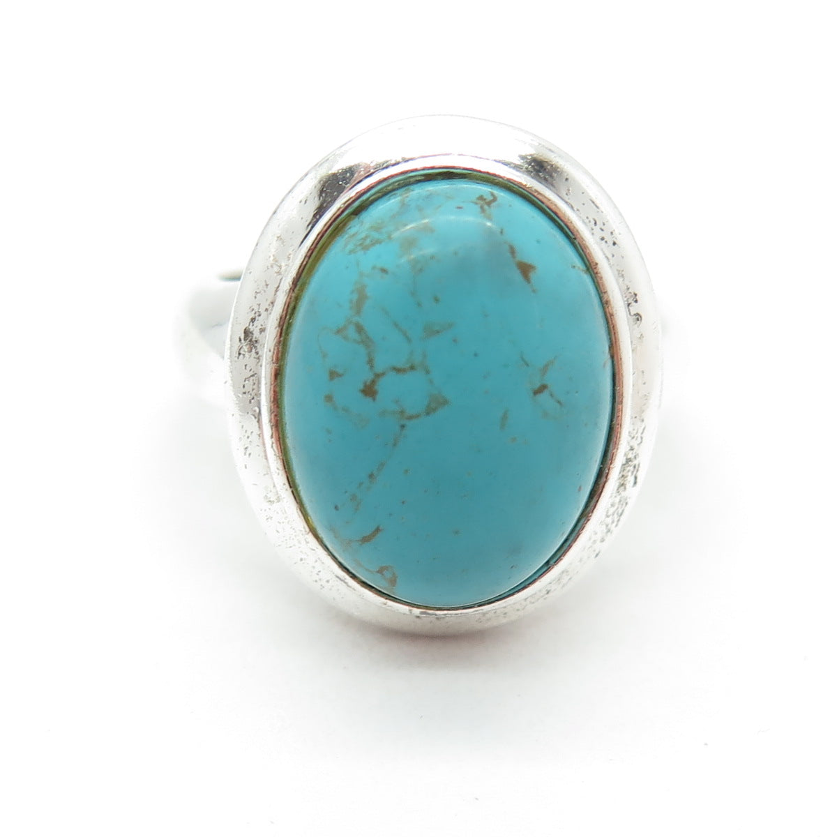 925 Sterling Silver Vintage Real Lone Mountain Turquoise Ring Size 8