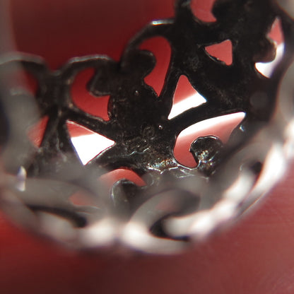 JEZLAINE 925 Sterling Silver Vintage Oxidized Ornate Heart Hoop Earrings