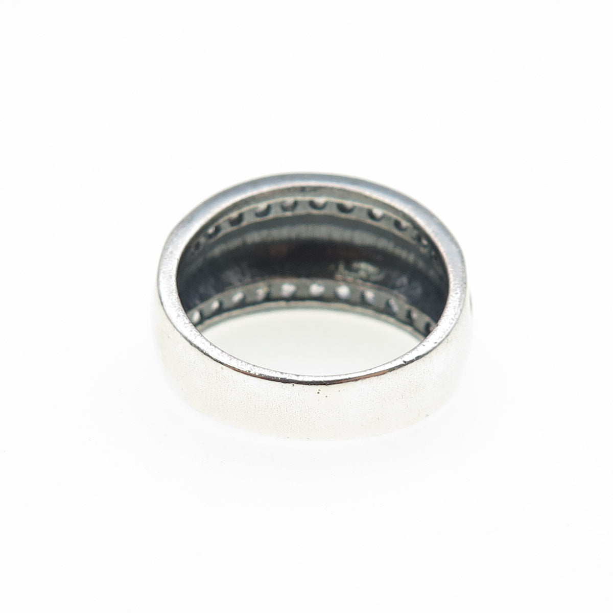 SETA 925 Sterling Silver Vintage Round-Cut C Z Oxidized Ring Size 7.75