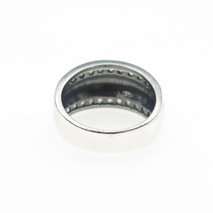 SETA 925 Sterling Silver Vintage Round-Cut C Z Oxidized Ring Size 7.75