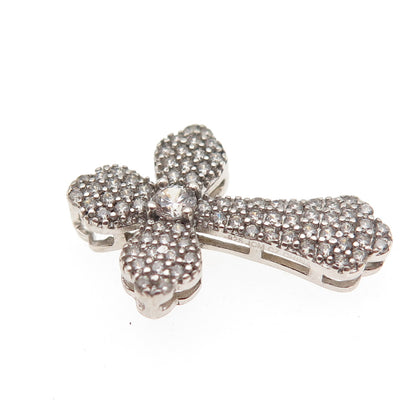 JCM Jacmel Mauritius 925 Sterling Silver Round-Cut C Z Cross Slide Charm Pendant