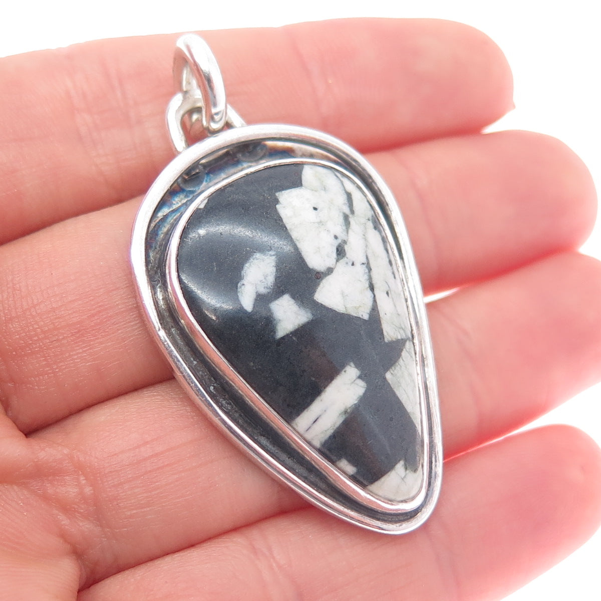 Old Pawn Sterling Silver Vintage Southwestern Buffalo Turquoise Tribal Pendant