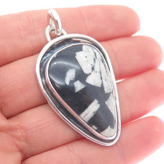 Old Pawn Sterling Silver Vintage Southwestern Buffalo Turquoise Tribal Pendant