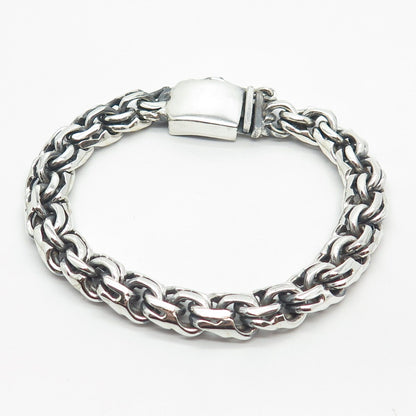 925 Sterling Silver Vintage Mexico Fancy Cable Link Bracelet 7.25"